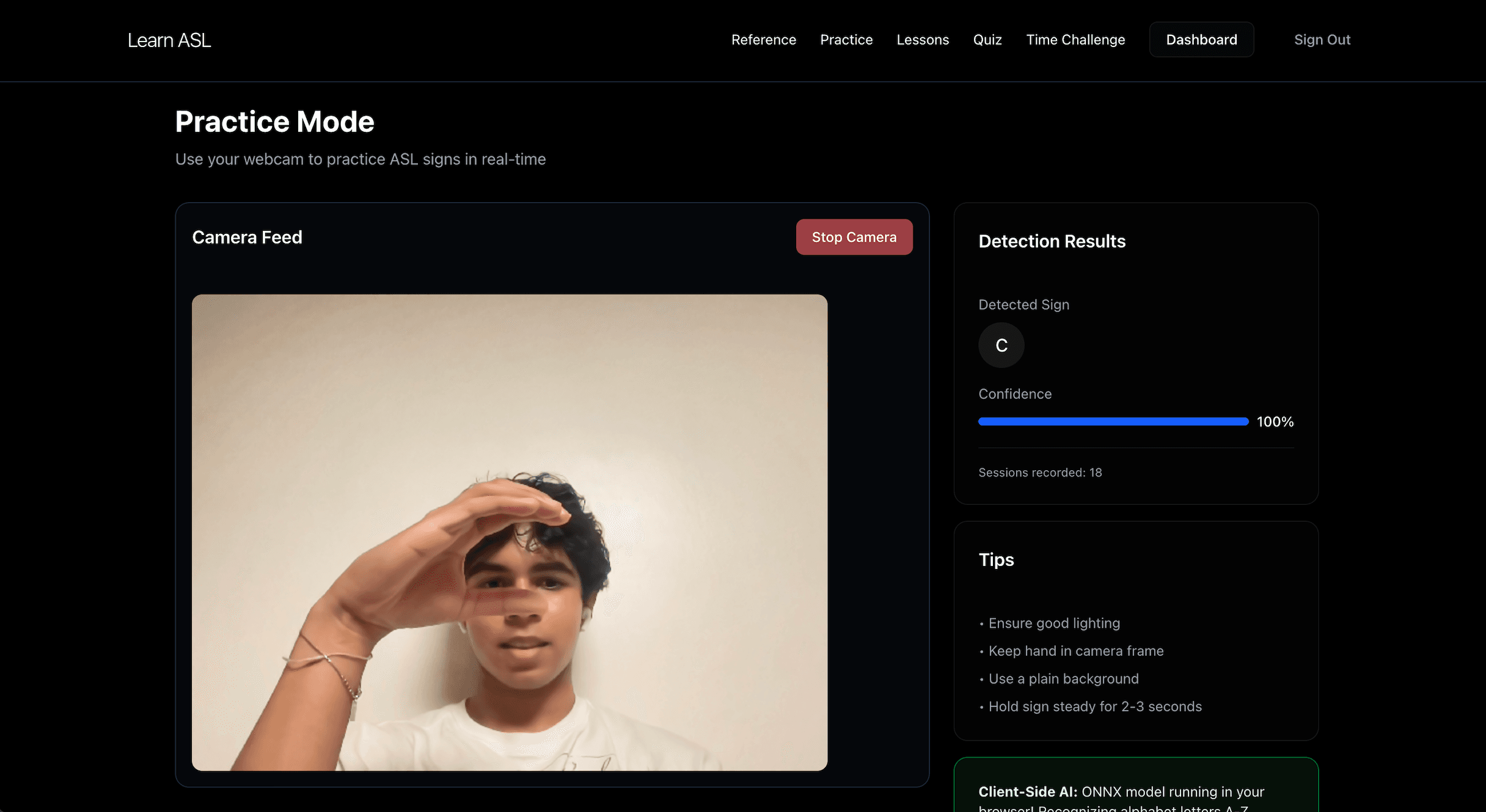 Real-Time ASL Learning Platform