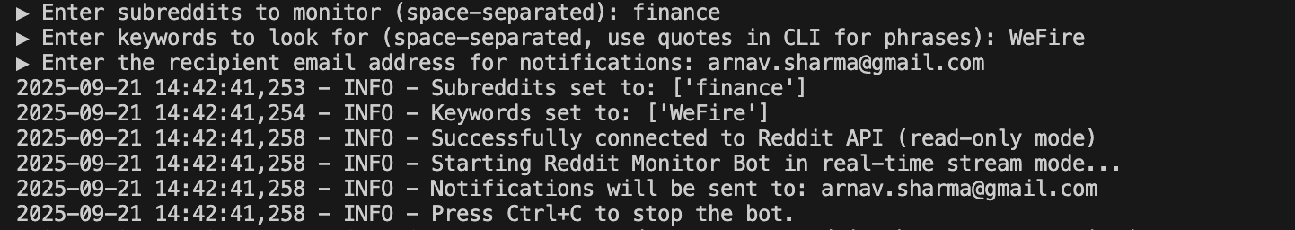 SubReddit Monitor & Notification Tool